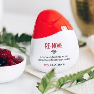 Clarins RE-MOVE Radiance Exfoliating Powder - Red and White